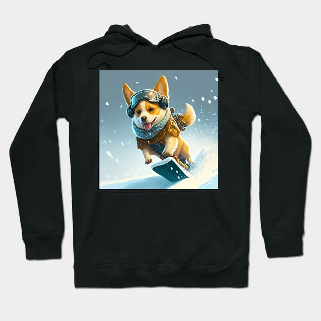 Cat on a Snowboard Hoodie by Cute Animal Sticker